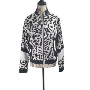 Tail GOLF Athleisure womens long sleeve full zip leopard print Sz small Mob wife